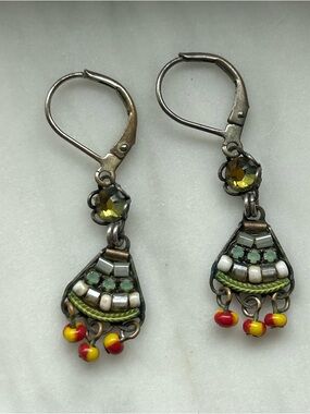Vintage Ayala Bar Multicolor Beaded Dangle Earrings Leverback,Vintage Maker mark